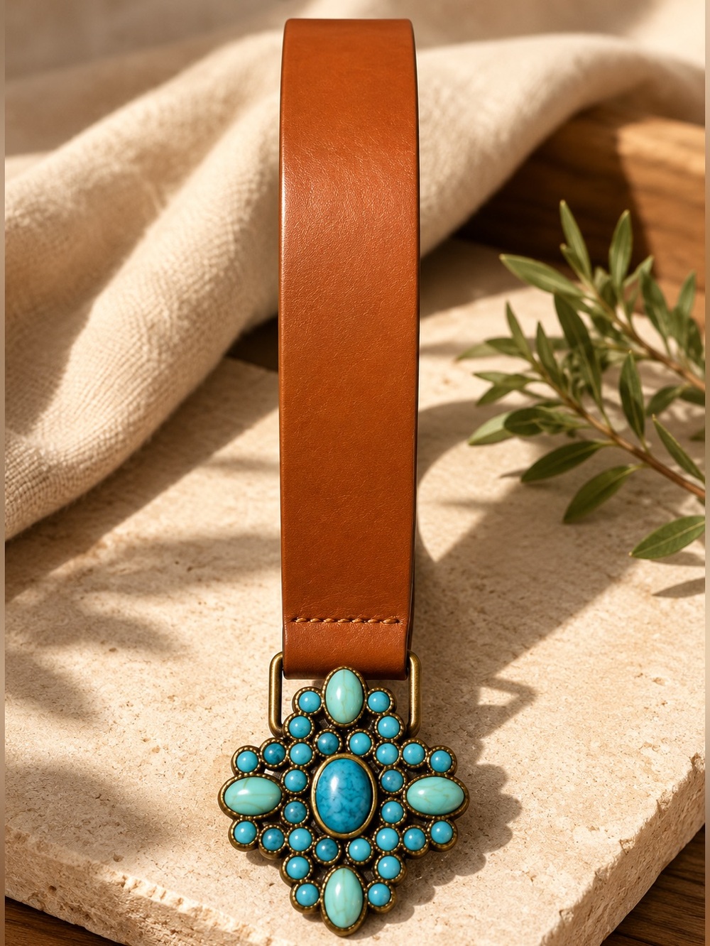 Vintage Boho Western Faux Turquoise Statement Belt